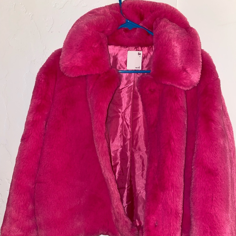 Pink fur coat